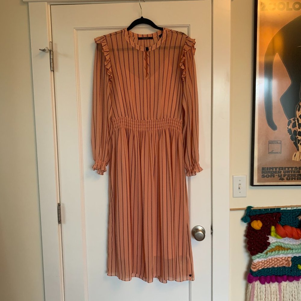 Scotch & Soda pink ruffled midi dress - M